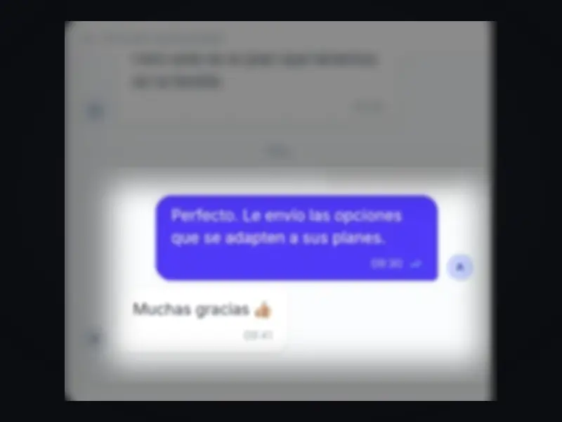WhatsApp conversation inside OVER OS